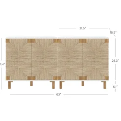 Seagrass Storage Cabinet Credenza White (Set of 2)