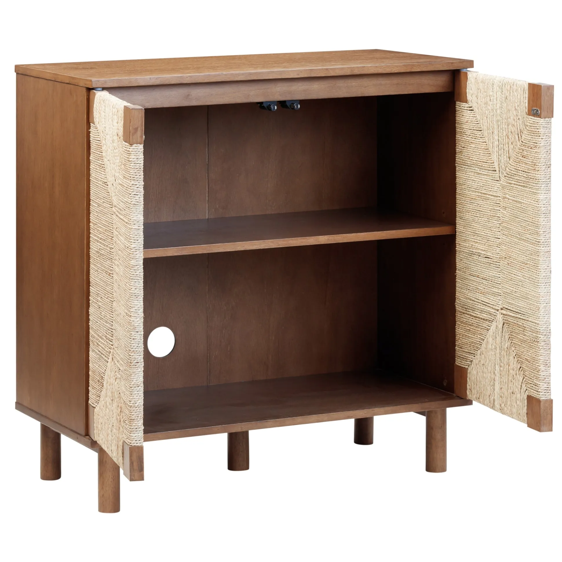 Seagrass Storage Cabinet Credenza Dark Brown (Set of 3)