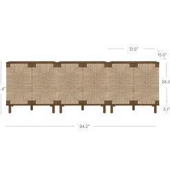 Seagrass Storage Cabinet Credenza Dark Brown (Set of 3)