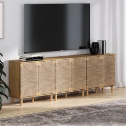 Seagrass Storage Cabinet Credenza Brown (Set of 3)