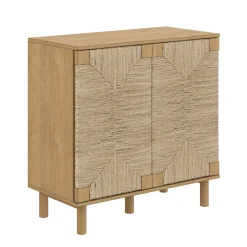 Seagrass Storage Cabinet Credenza Brown (Set of 3)