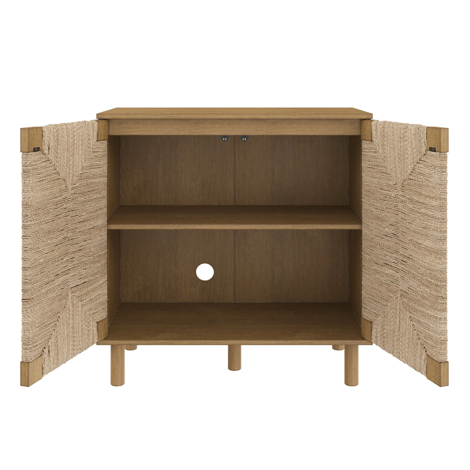 Seagrass Storage Cabinet Credenza Brown (Set of 3)