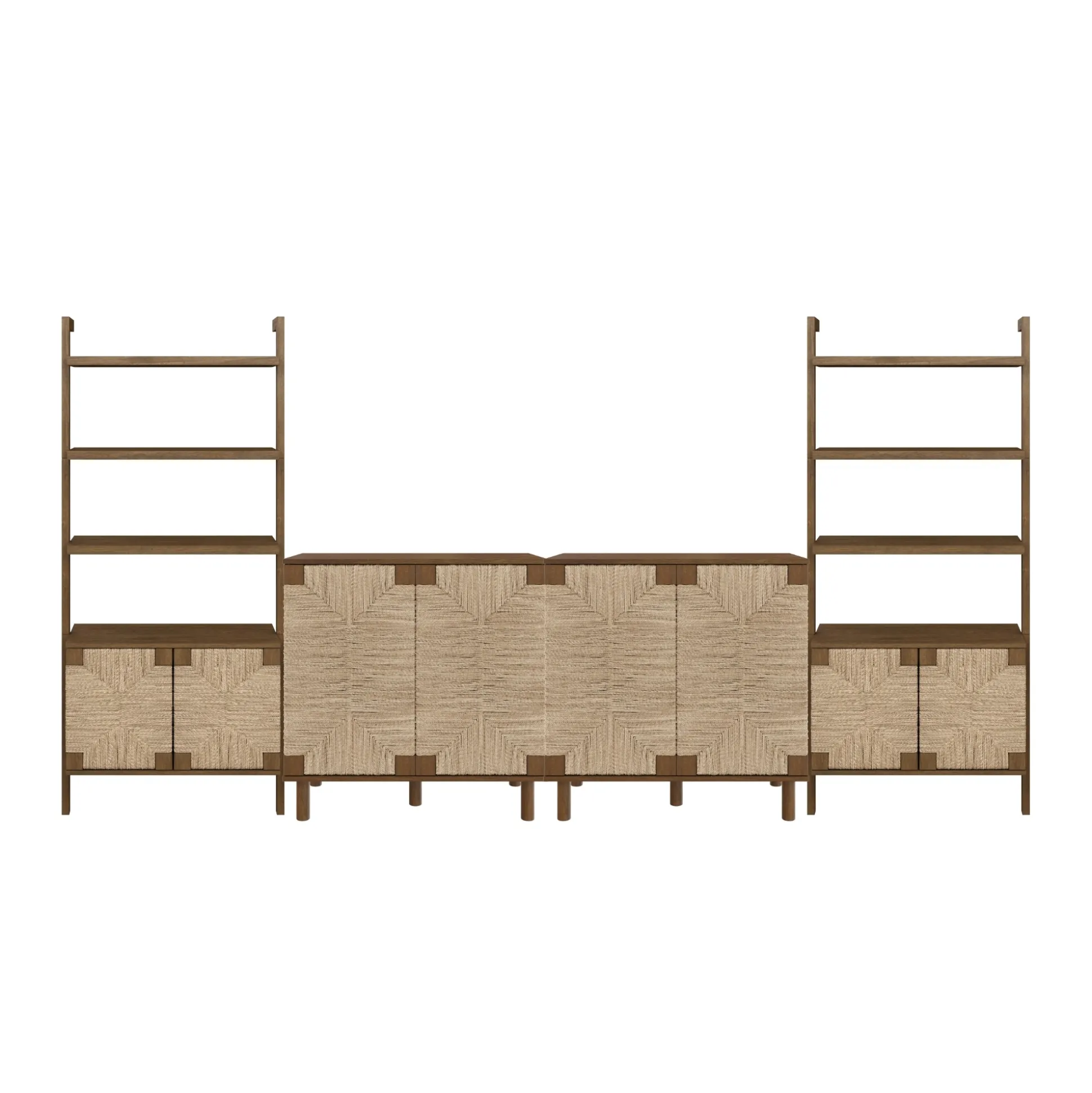 Seagrass TV Wall Unit Dark Brown (2 Cabinets)