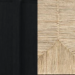 Seagrass Wall Bookshelf with Doors Black