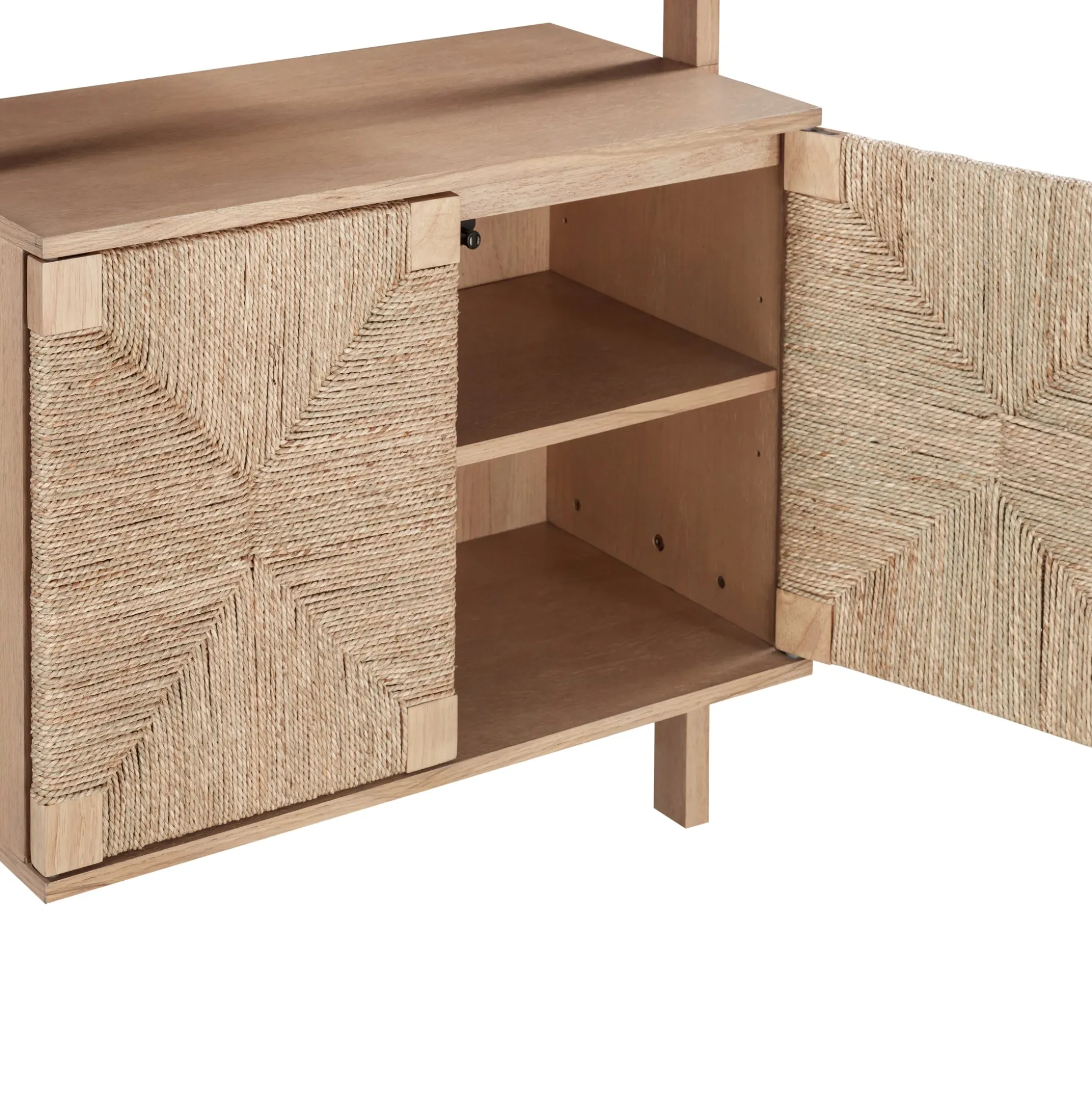 Seagrass Wall Bookshelf with Doors Raw Oak (Set of 3)