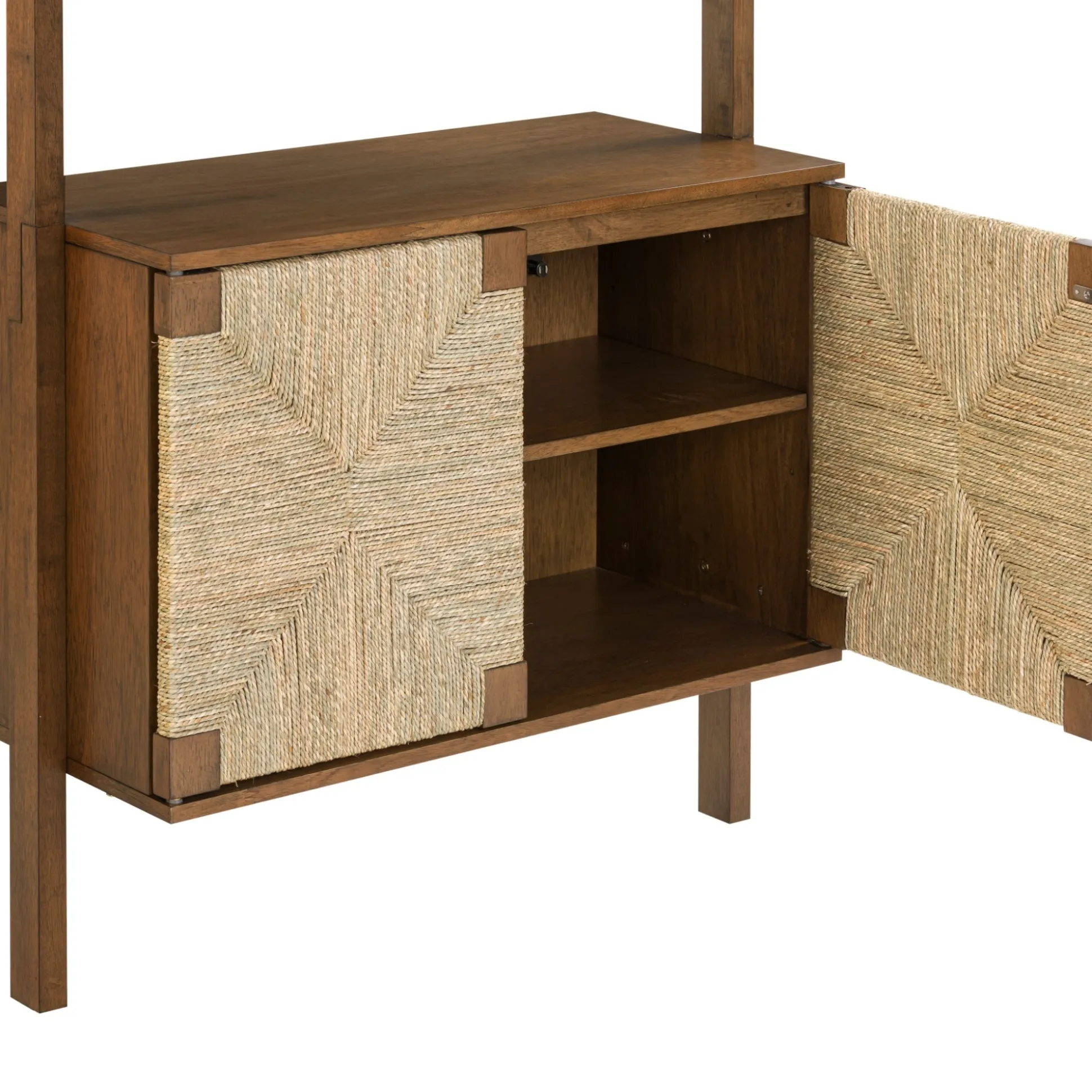 Seagrass Wall Bookshelf with Doors Dark Brown