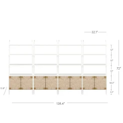 Seagrass Wall Bookshelves with Doors White (Set of 4)