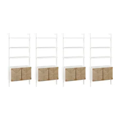 Seagrass Wall Bookshelves with Doors White (Set of 4)