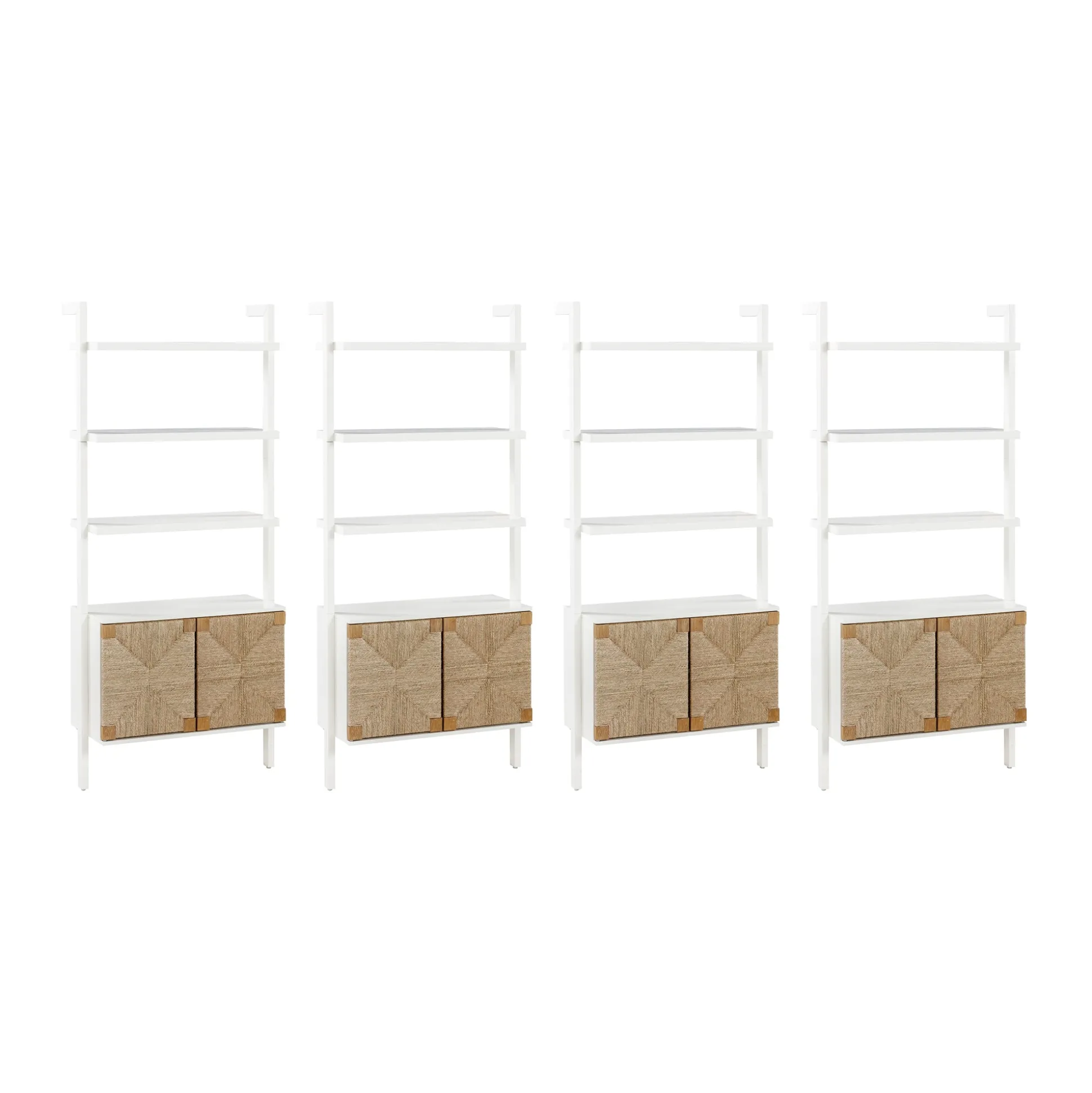 Seagrass Wall Bookshelves with Doors White (Set of 4)