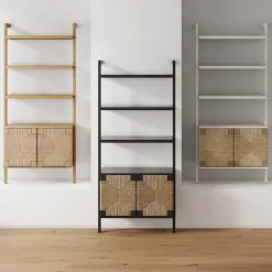 Seagrass Wall Bookshelves with Doors White (Set of 4)