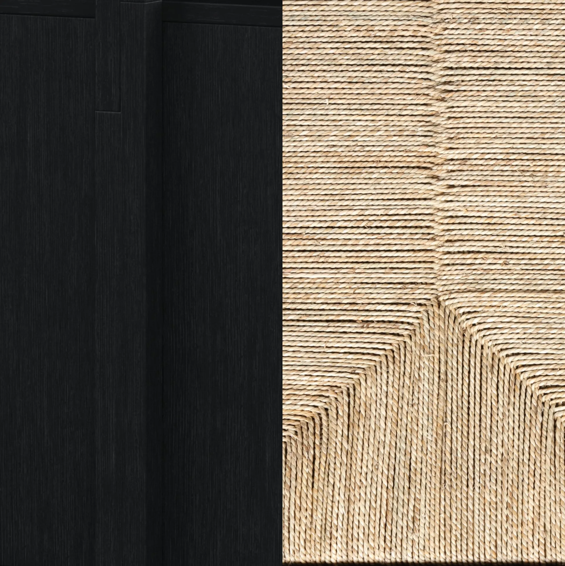 Seagrass Wall Bookshelves with Doors Black (Set of 4)