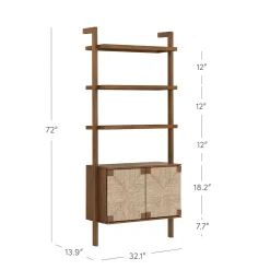 Seagrass Wall Bookshelves with Doors Dark Brown (Set of 4)