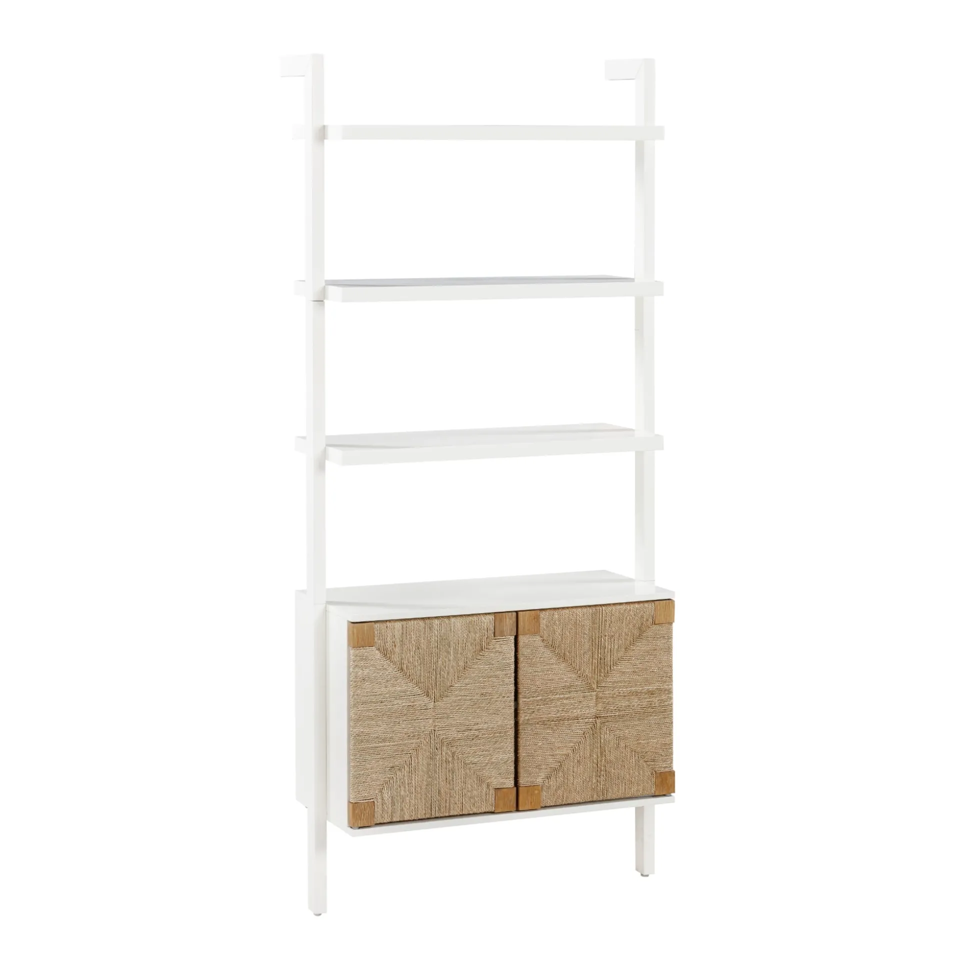 Seagrass Wall Bookshelves with Doors White (Set of 2)