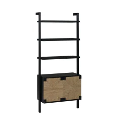 Seagrass Wall Bookshelves with Doors Black (Set of 2)