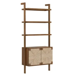 Seagrass Wall Bookshelves with Doors Dark Brown (Set of 2)