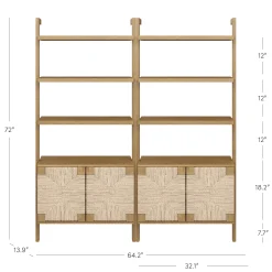 Seagrass Wall Bookshelves with Doors Light Brown (Set of 2)