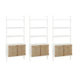 Seagrass Wall Bookshelves with Doors White (Set of 3)
