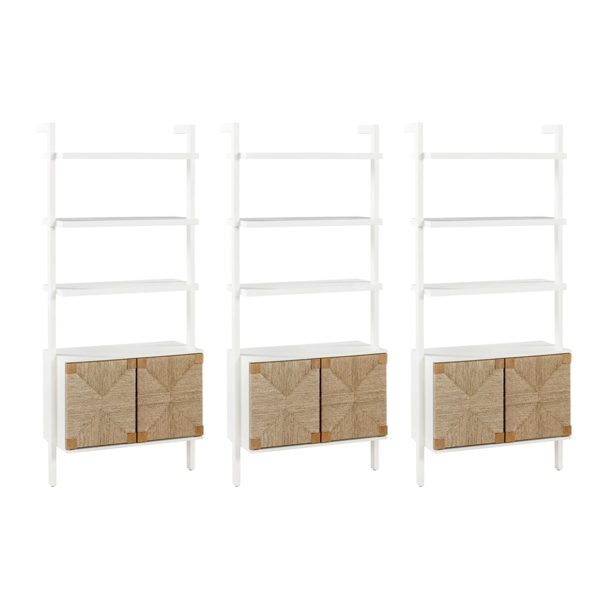 Seagrass Wall Bookshelves with Doors White (Set of 3)