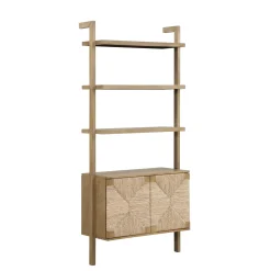 Seagrass Wall Bookshelves with Doors Light Brown (Set of 3)
