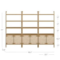 Seagrass Wall Bookshelves with Doors Light Brown (Set of 3)