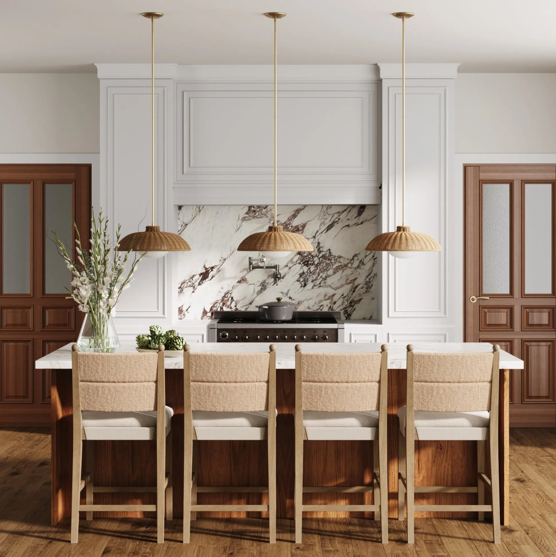 Seagrass & Wood Counter Height Bar Stool Light Brown (Set of 4)