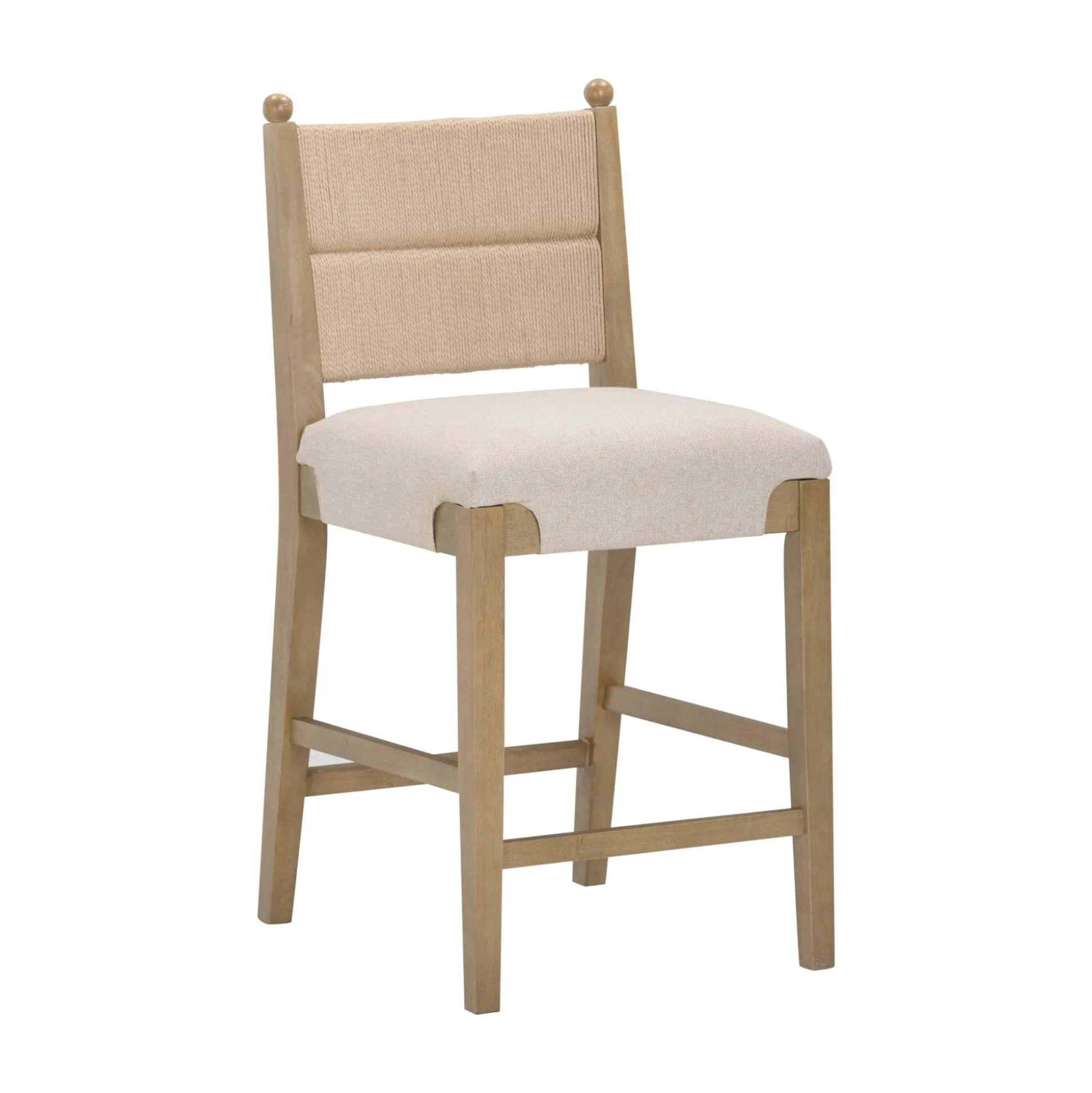 Seagrass & Wood Counter Height Bar Stool Light Brown