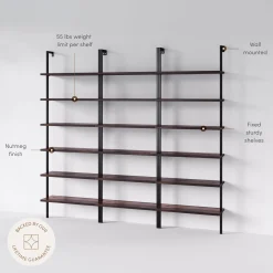 6-Shelf Bookcase Nutmeg Matte Black (Set of 3)