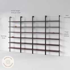 6-Shelf Bookcase Nutmeg Matte Black (Set of 4)