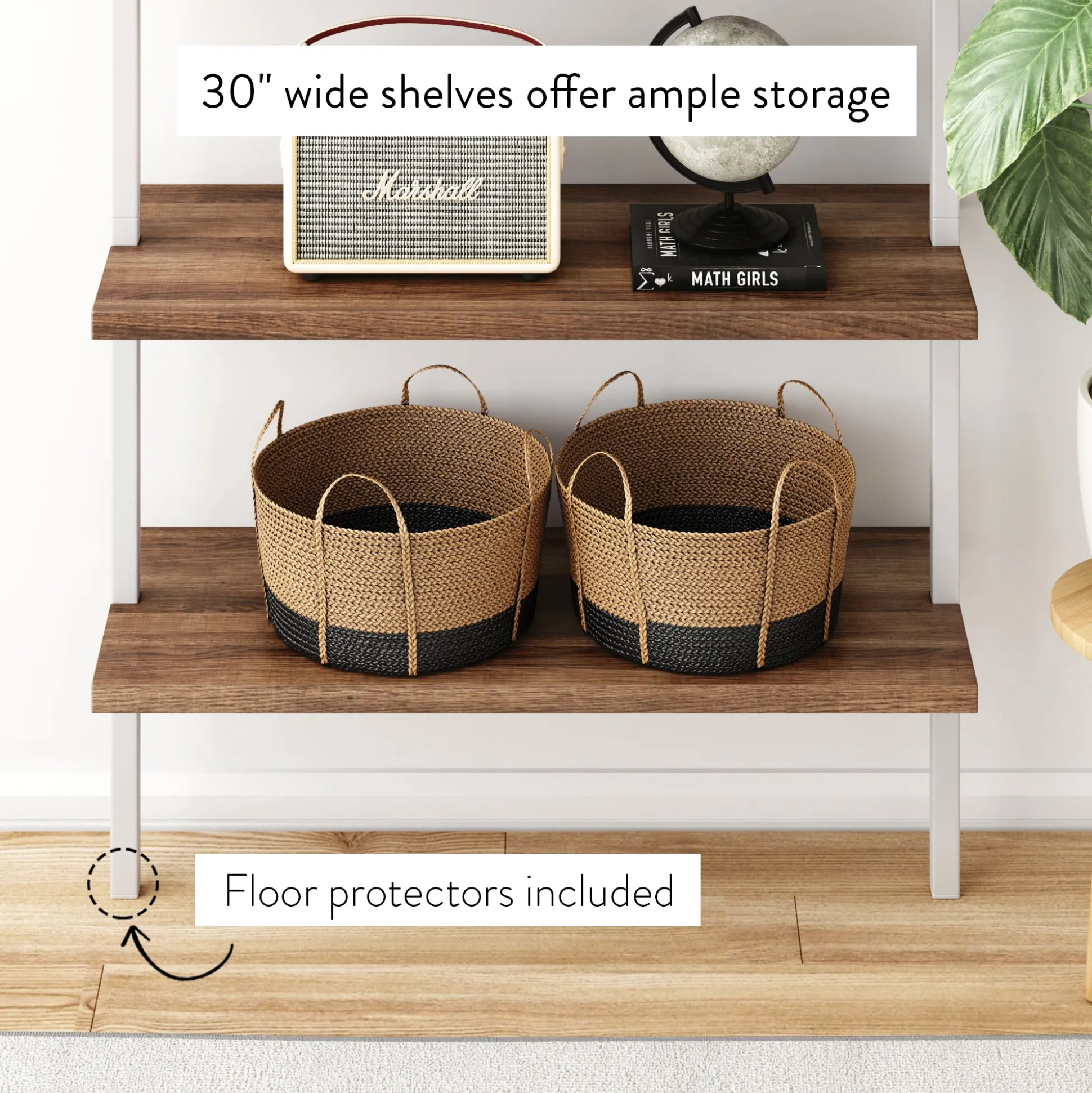 6-Shelf Bookcase Oak Matte White (Set of 2)
