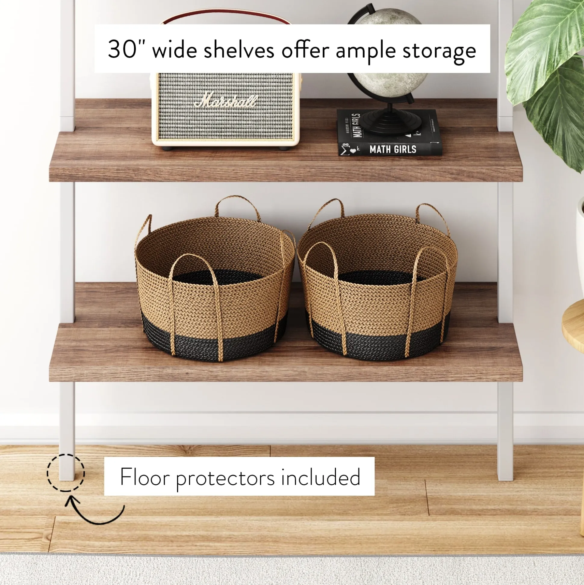 6-Shelf Bookcase Oak Matte White (Set of 3)