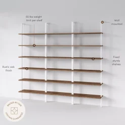 6-Shelf Bookcase Oak Matte White (Set of 3)