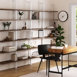 6-Shelf Bookcase Oak Matte White (Set of 4)