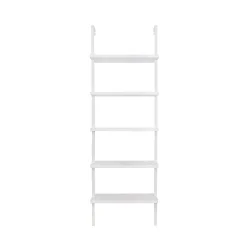 5-Shelf Coastal Ladder Bookshelf White (Set of 4)