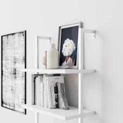 5-Shelf Coastal Ladder Bookshelf White (Set of 4)