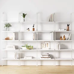5-Shelf Coastal Ladder Bookshelf White (Set of 4)