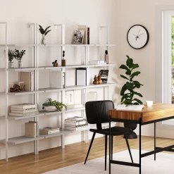 5-Shelf Coastal Ladder Bookshelf White (Set of 4)