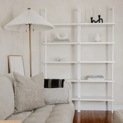 5-Shelf Coastal Ladder Bookshelf White (Set of 2)