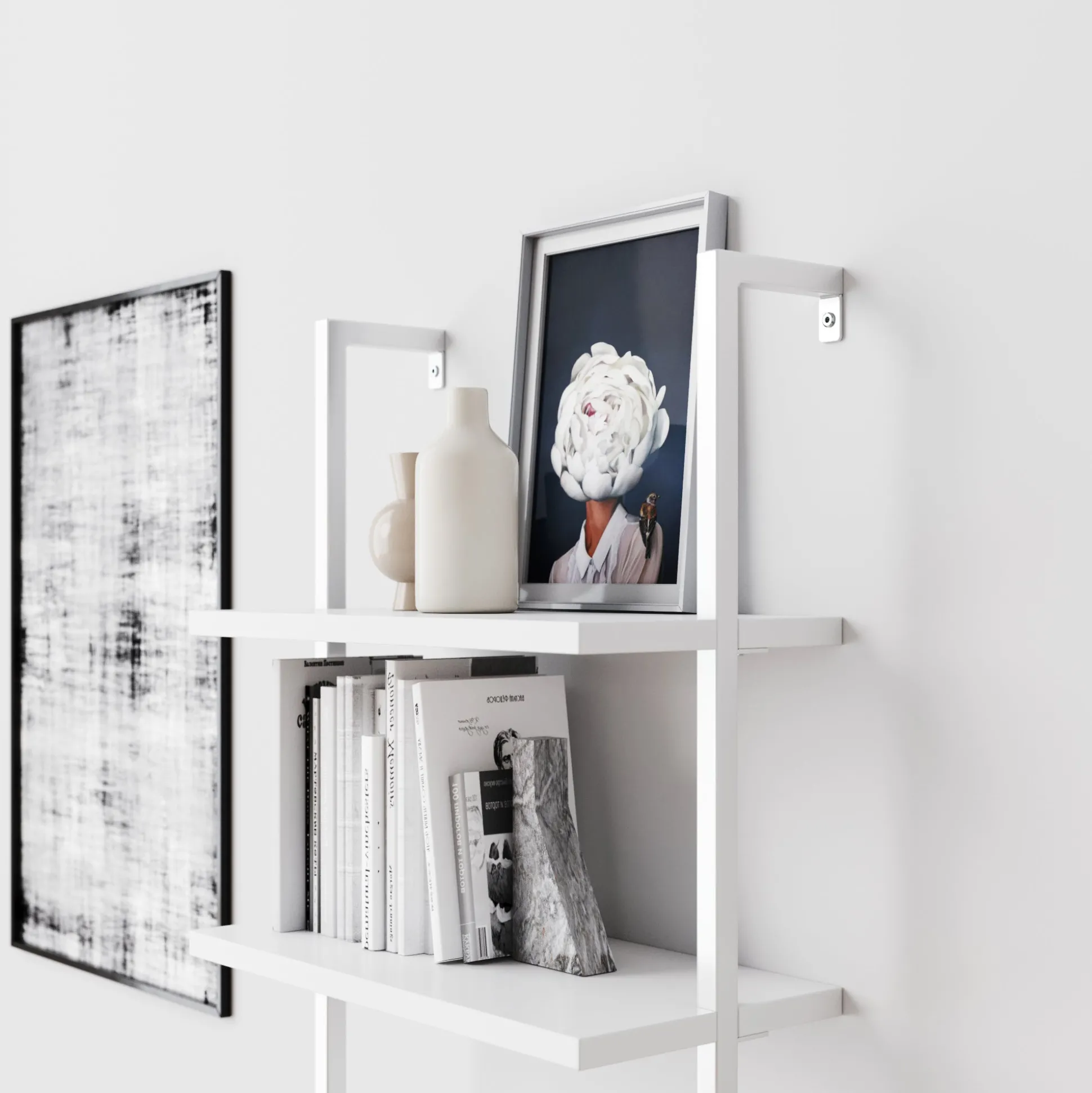 5-Shelf Coastal Ladder Bookshelf White (Set of 3)