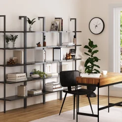 5-Shelf Ladder Bookshelf Black (Set of 4)