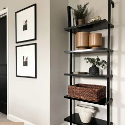 5-Shelf Ladder Bookshelf Black (Set of 4)
