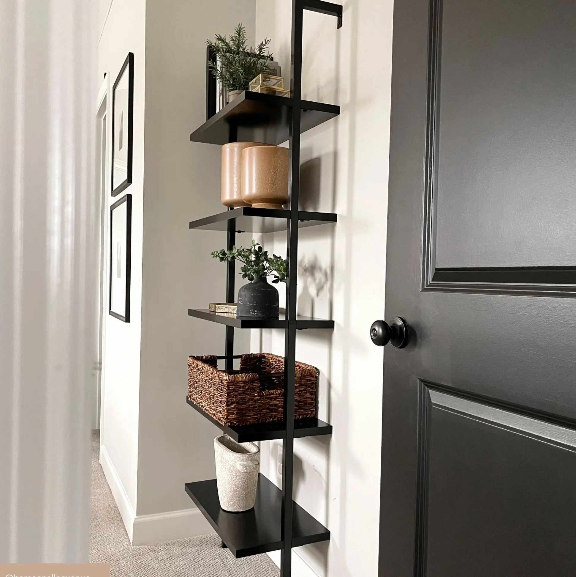 5-Shelf Ladder Bookshelf Black (Set of 2)