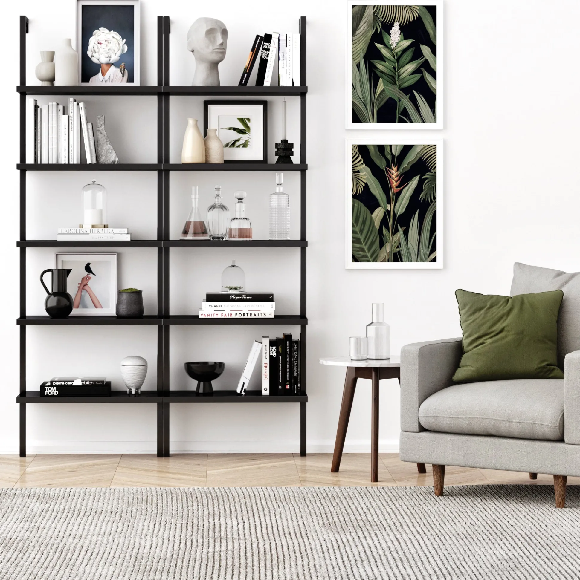 5-Shelf Ladder Bookshelf Black