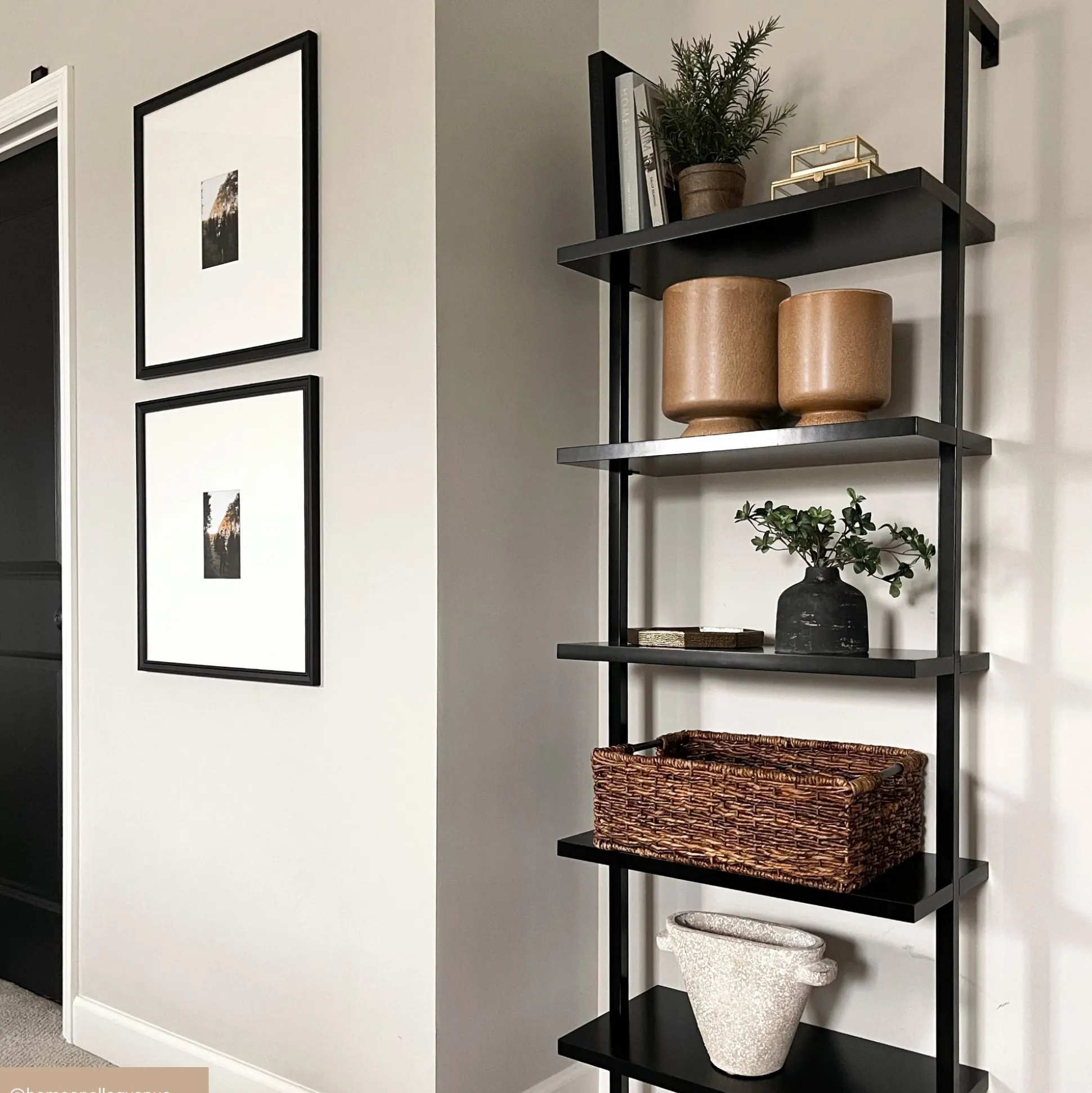5-Shelf Ladder Bookshelf Black