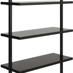 6-Shelf Ladder Bookshelf Black