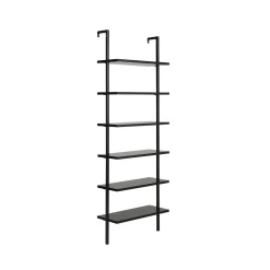 6-Shelf Ladder Bookshelf Black