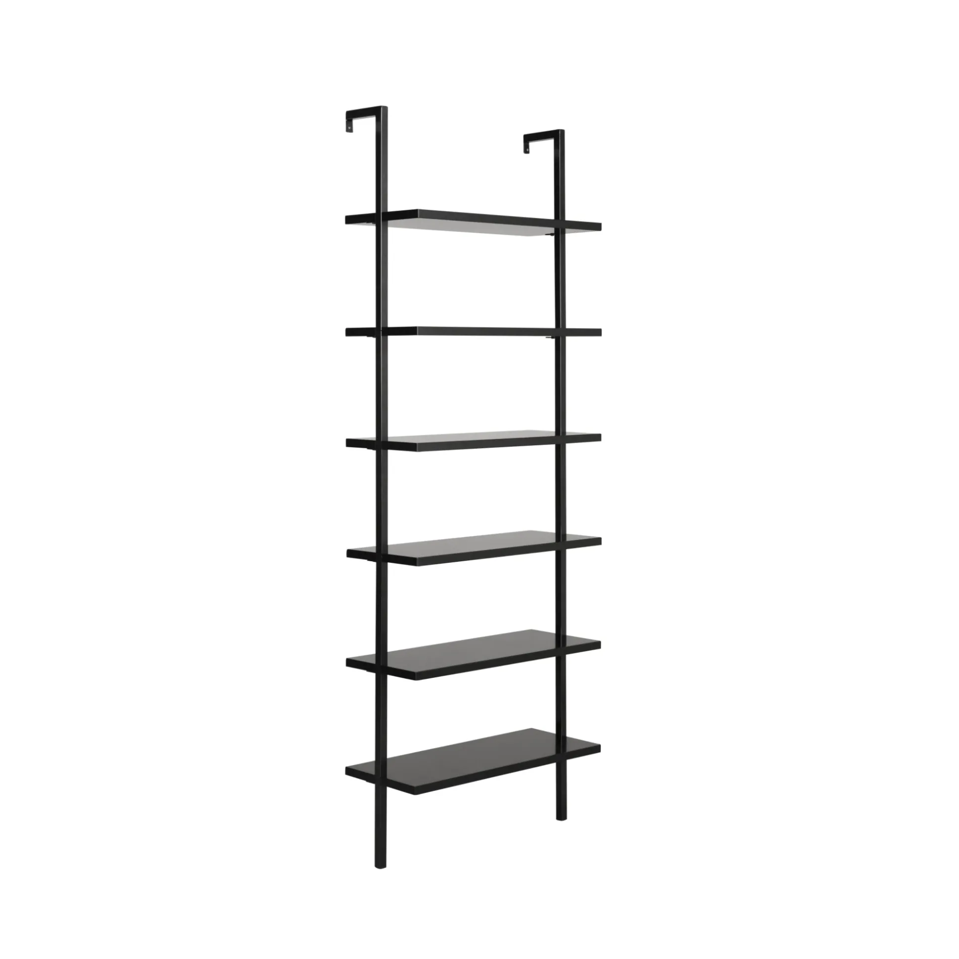 6-Shelf Ladder Bookshelf Black