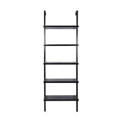 5-Shelf Ladder Bookshelf Black (Set of 3)