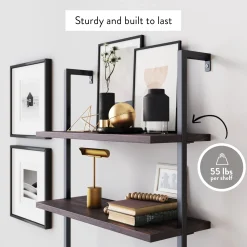 6-Shelf Ladder Bookshelf Nutmeg Matte Black