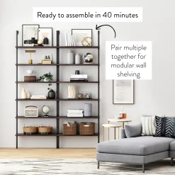 6-Shelf Ladder Bookshelf Nutmeg Matte Black