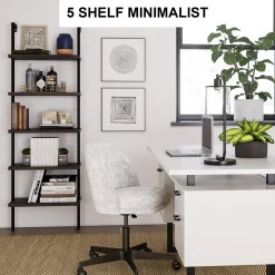 5-Shelf Ladder Bookshelf Nutmeg Matte Black